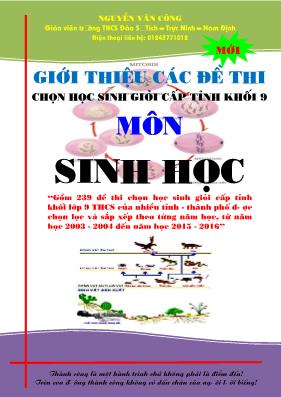 Tài liệu Giới thiệu các đề thi chọn học sinh giỏi cấp tỉnh khối Lớp 9 - Môn Sinh học